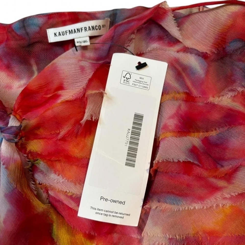 Kaufman Franco Silk Tank Top Size 10 Ruched Sheer Tie Dye Festival Fairycore - Picture 6 of 7
